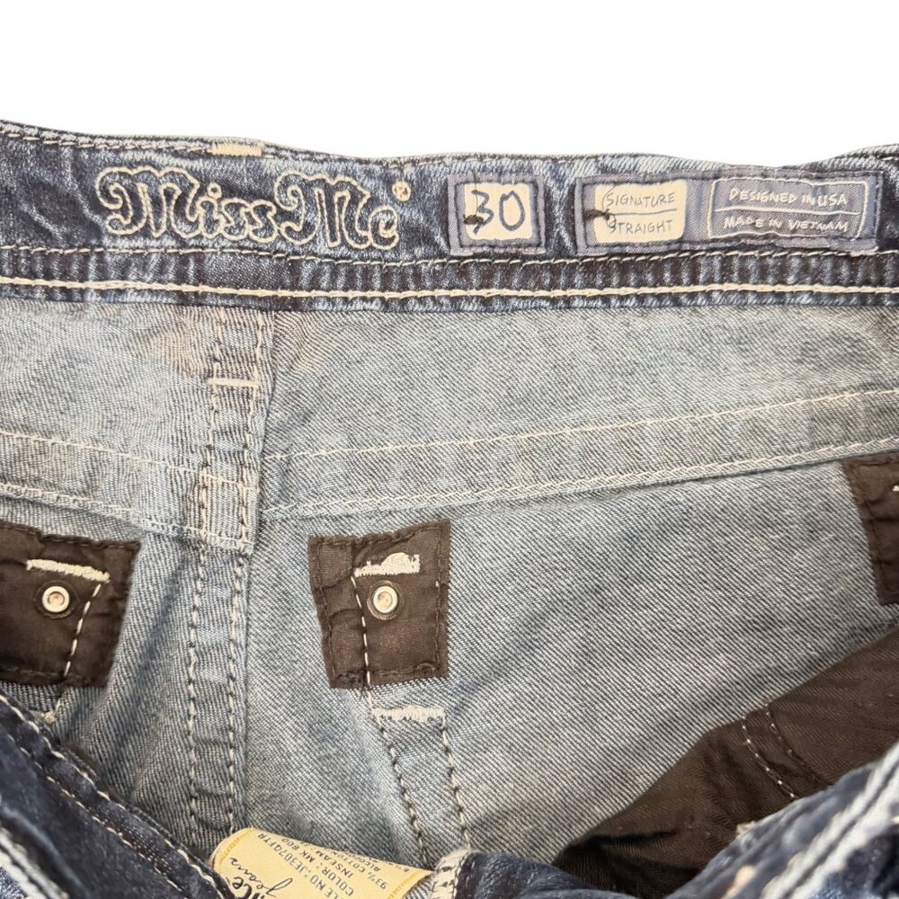Miss Me Jeans Signature Straight (JE3074FTR) - Women's 30 - Fleur Di Lis Pocket - Picture 10 of 13